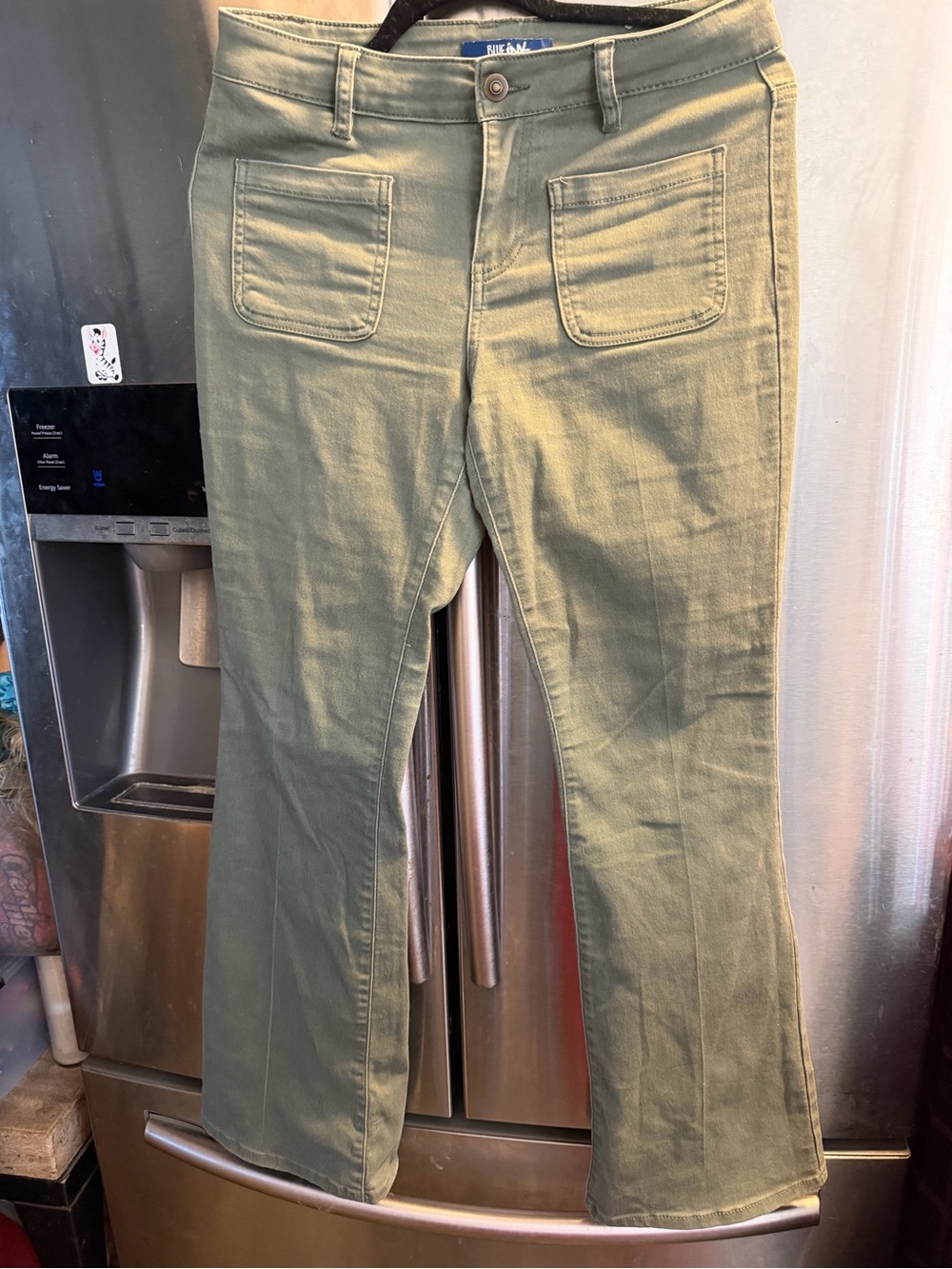 Sundance Olive Green Bootcut Jeans with Front Patch Pockets